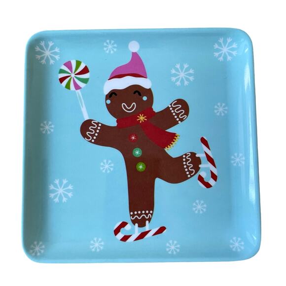 Sugarplum Dreams CHRISTMAS GINGERBREAD Appetizer Plate 5.75in Melamine Set 4 NEW - Picture 5 of 12